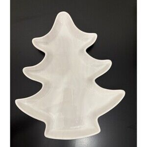 Primagero  White Ceramic Christmas Tree Shaped Serving Platter Made In Portugal